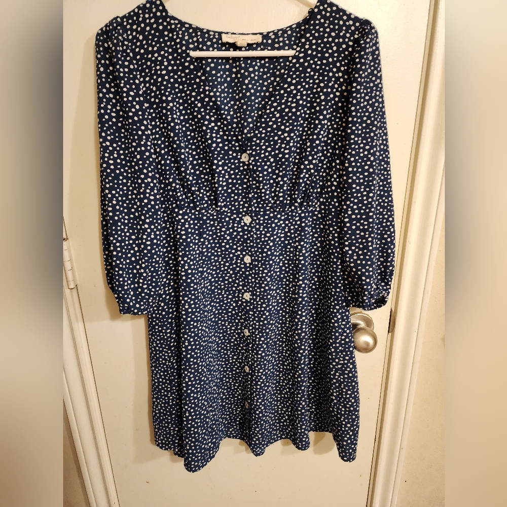 Navy and white dot used dress